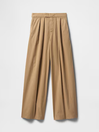High Rise Twill Pleated Wide-Leg Khakis | Gap (US)