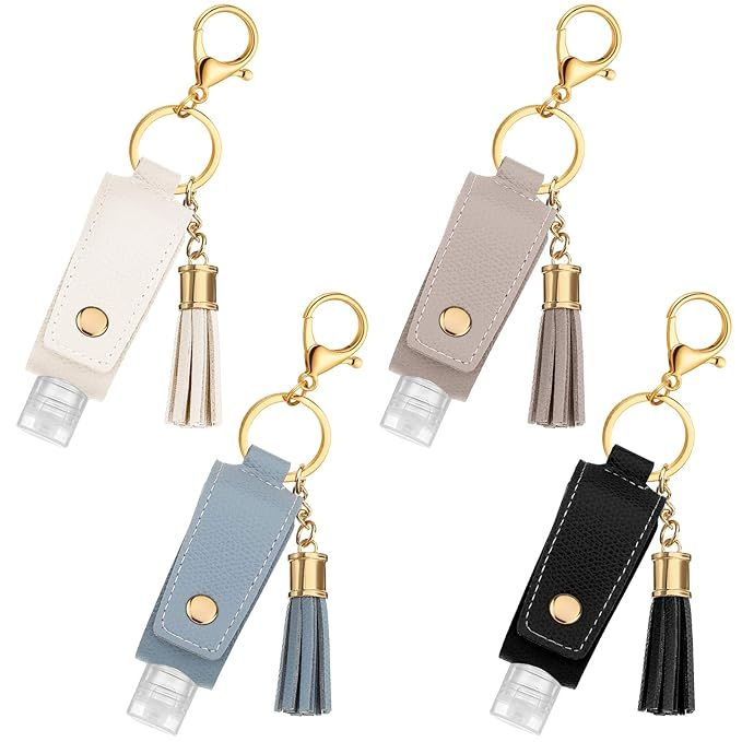 4 Set Travel Bottle Keychain Holder Hand Sanitizer Holder with Clear Refillable Bottles, 30 ml Tr... | Amazon (US)