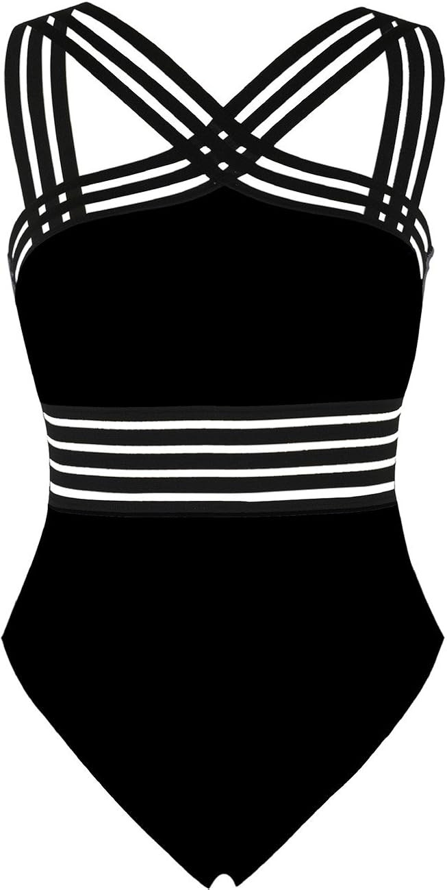 coastal rose Women's One Piece Swimsuit Crisscross Bathing Suit High Waisted Monokini Swimwear | Amazon (US)
