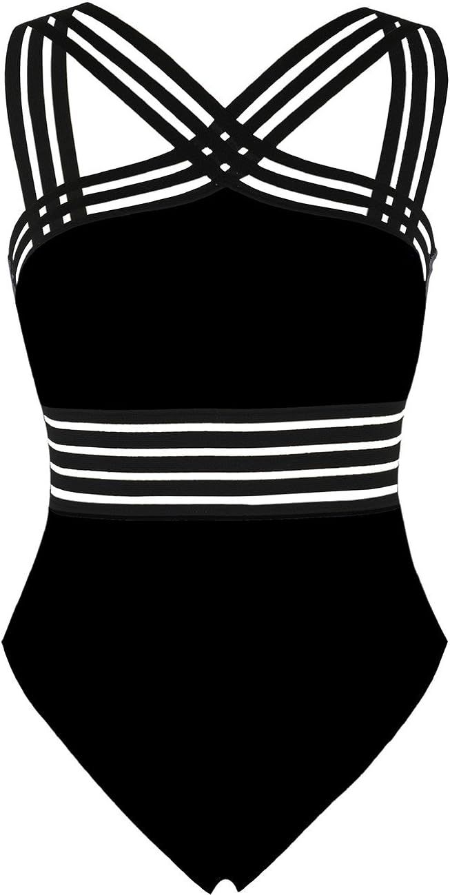 coastal rose Women's One Piece Swimsuit Crisscross Bathing Suit High Waisted Monokini Swimwear | Amazon (US)