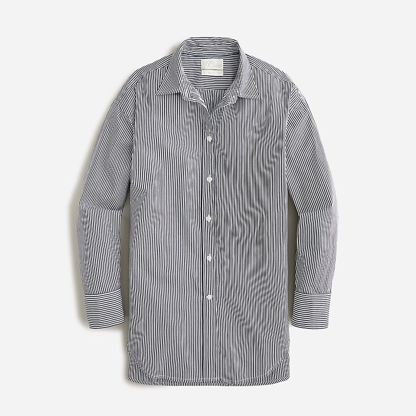 Relaxed-fit crisp cotton poplin shirt in navy stripe | J.Crew US