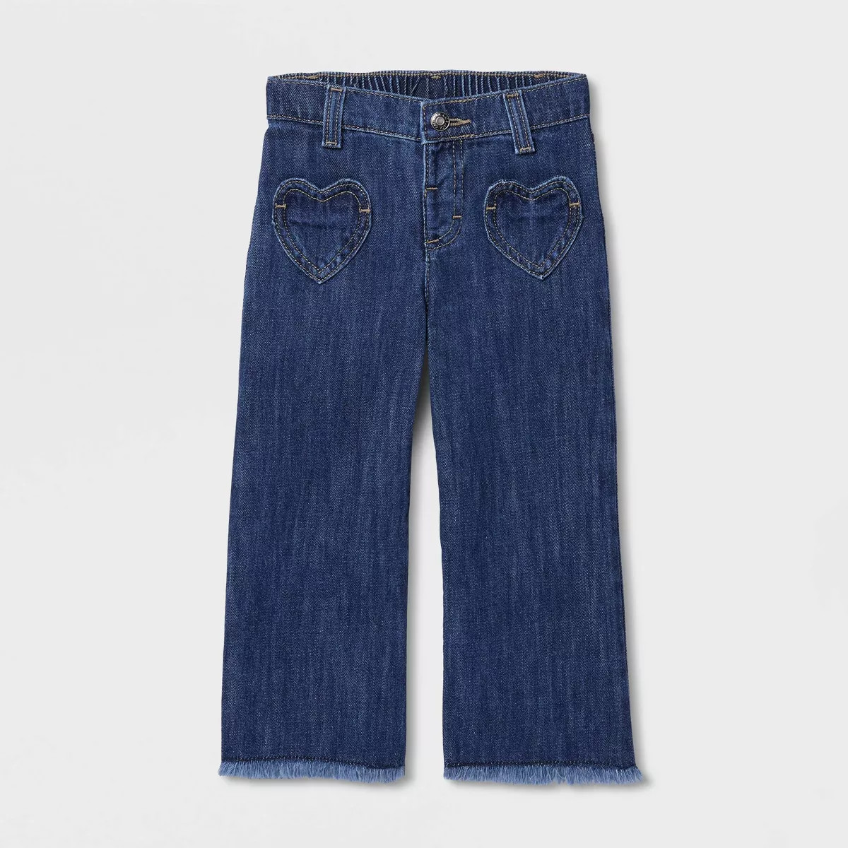 Toddler Girls' Heart Pocket Wide Leg Denim Pants - Cat & Jack\u2122 Dark Wash 4T | Target