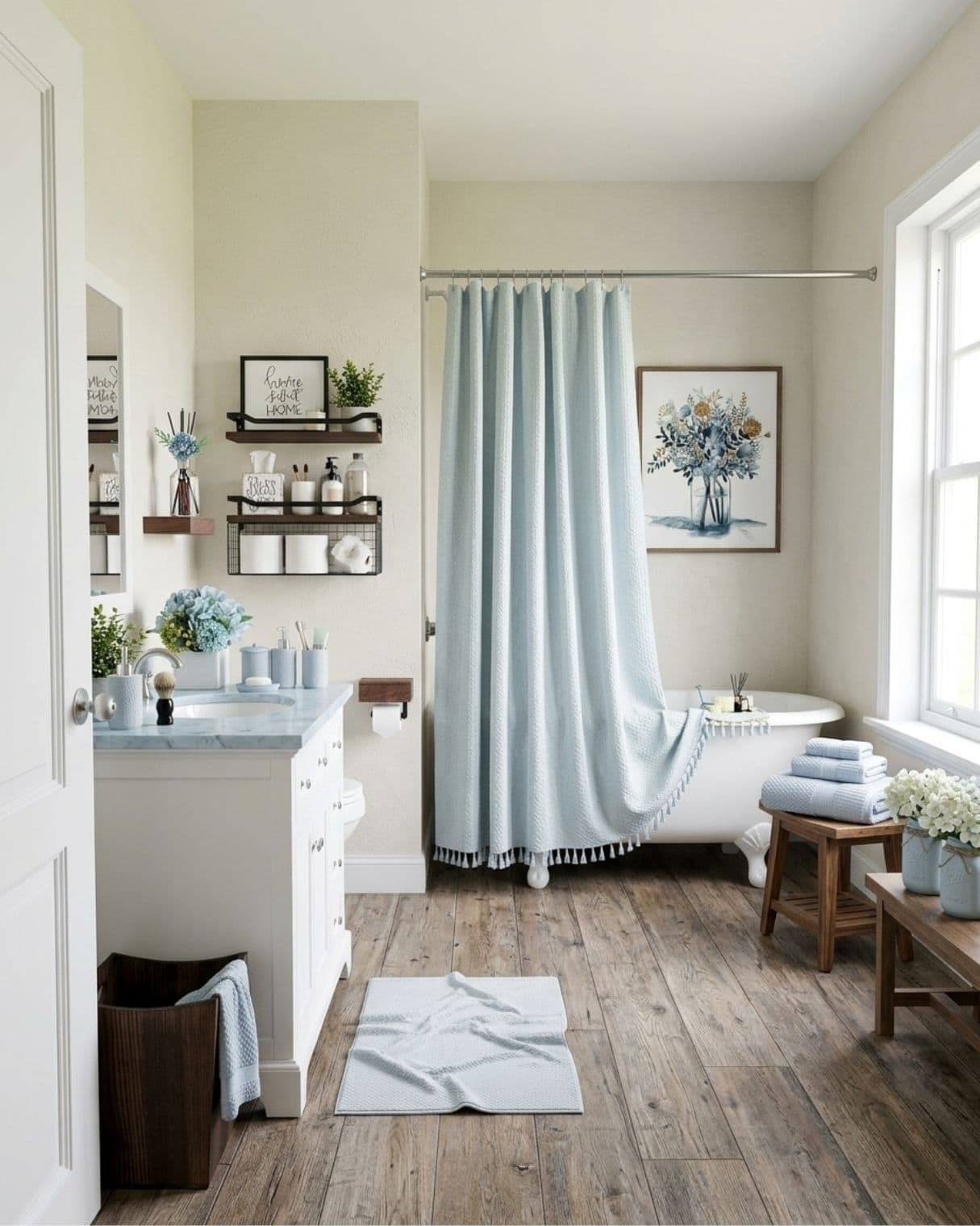 Light Blue and White Farmhouse Bathroom Design

#bathroomdecor #bathroomdesign #bluebathroom #farmhousebathroom #bathroomideas

The mood board features furniture & decor from Amazon. The mockup is an approximation of how this mood board design could look in a home.

#LTKHome