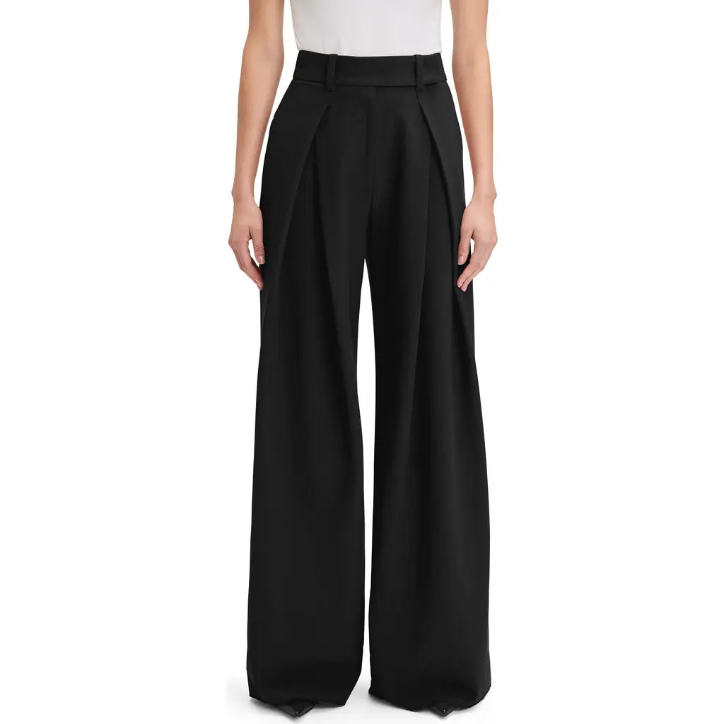 Favorite Daughter Pleated Wide Leg Pants in Black at Nordstrom, Size 14 | Nordstrom