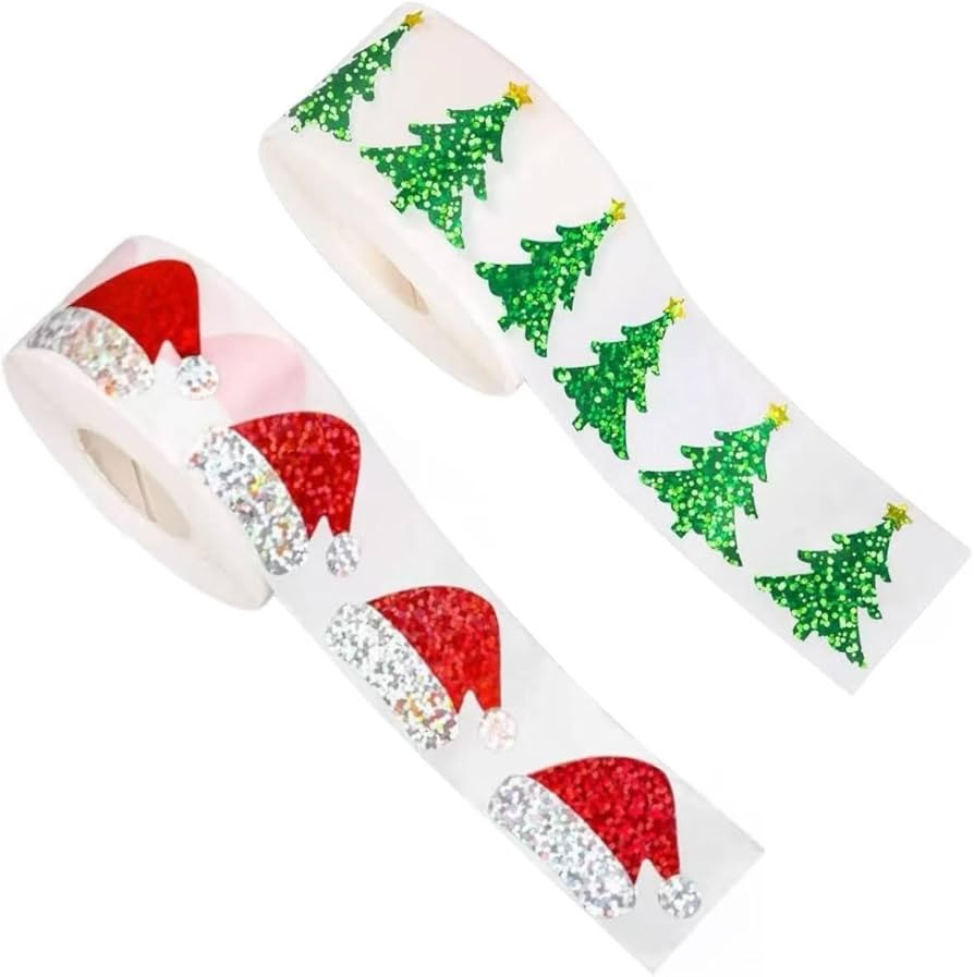 1000 Christmas Themed Sticker Set - Waterproof self-Adhesive Christmas Seals for Crafting, journa... | Amazon (US)