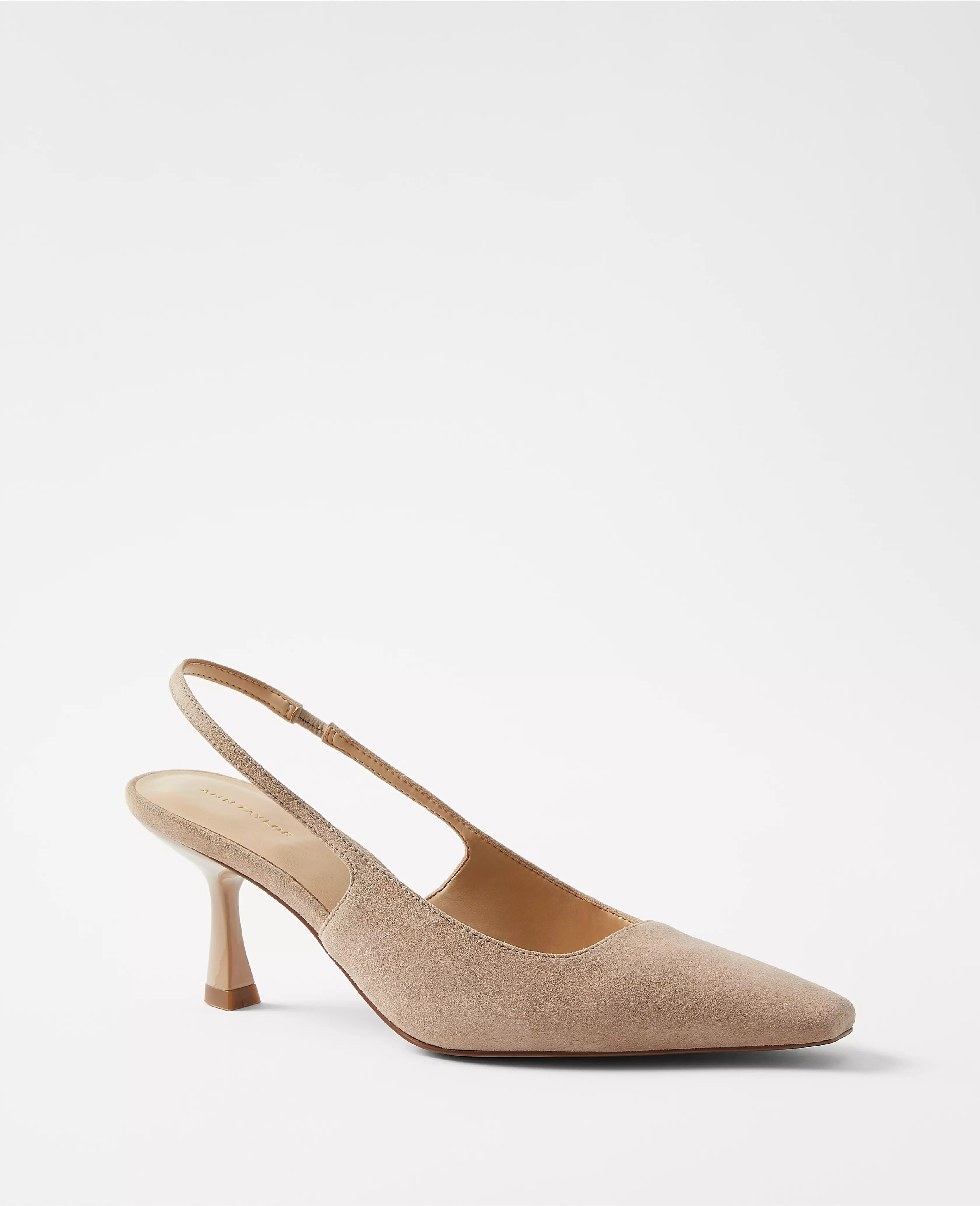 Suede Square Topline Slingback Pumps | Ann Taylor (US)