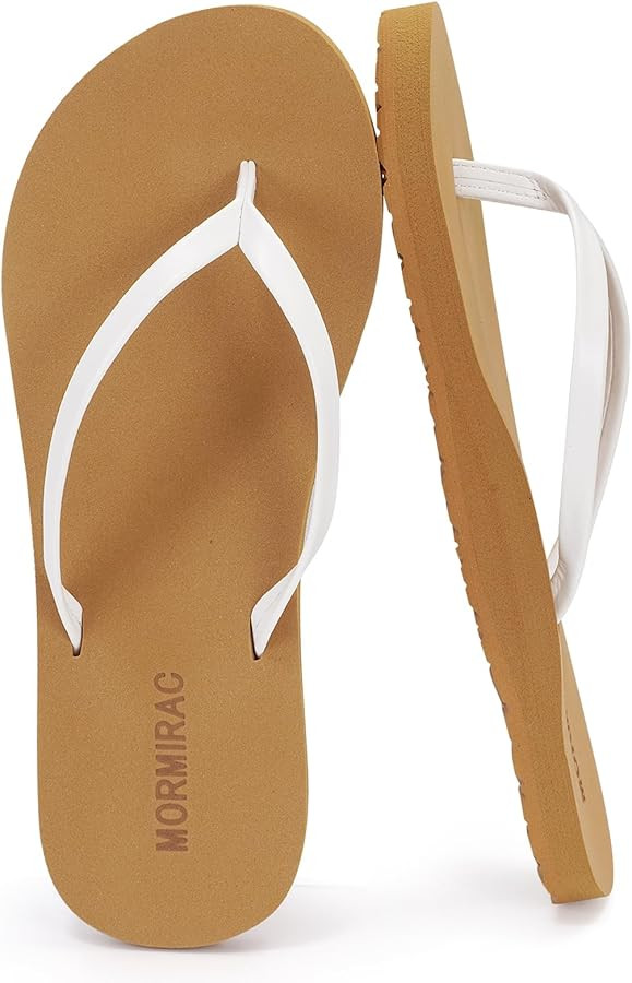 Womens Slim Leather Comfortable Flip Flops Summer Beach Thong Sandals Arch Support Non Slip | Amazon (US)