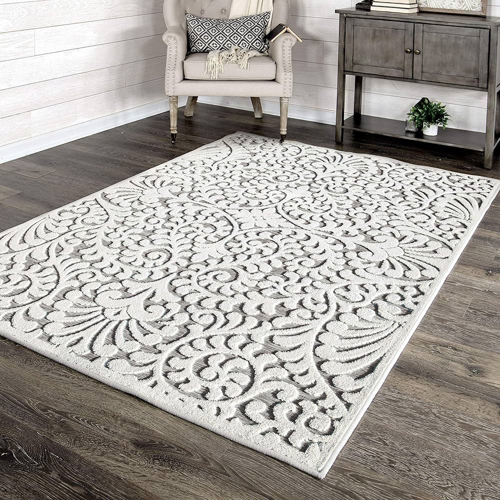 My Texas House by Orian Bluebonnets Area Rug, 7'9" x 10'10", Natural Gray | Amazon (US)