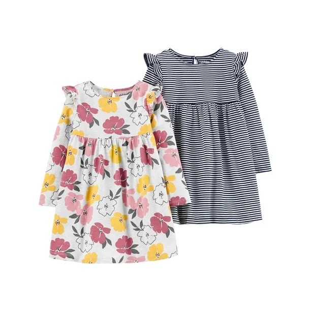 Child of Mine Baby and Toddler Girl Long Sleeve Dress, 2 Pack (12M-5T) - Walmart.com | Walmart (US)