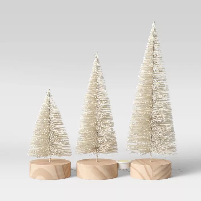 LED 3pk Christmas Basic Bottle Brush Trees Ivory - Threshold&#8482; | Target