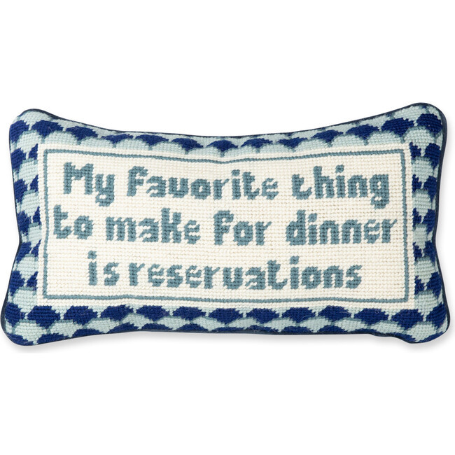 Reservations Needlepoint Pillow | Maisonette