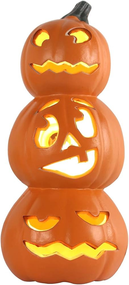 Halloween Pumpkin Light Jack O Lantern - Prelit 3 Tier Light Up Pumpkin for Halloween Indoor Outd... | Amazon (US)