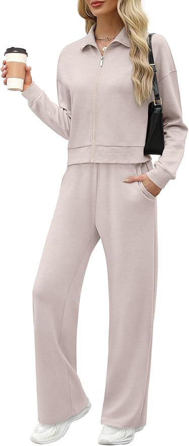XIEERDUO Lounge Sets for Women 2025 Sweatsuit 2 Piece Outfits Sweatshirt Wide Leg Sweatpant Track... | Amazon (US)
