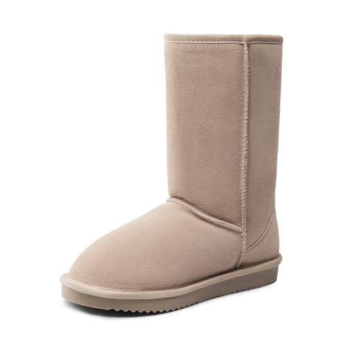 DREAM PAIRS Women's High-top Winter Snow Boots Faux Fur Lining Pull on Warm Comfortable Outdoor Booties Shoes for Women FuzzyClassic,Size 12,Sand,SHORTY_HIGH | Amazon (US)