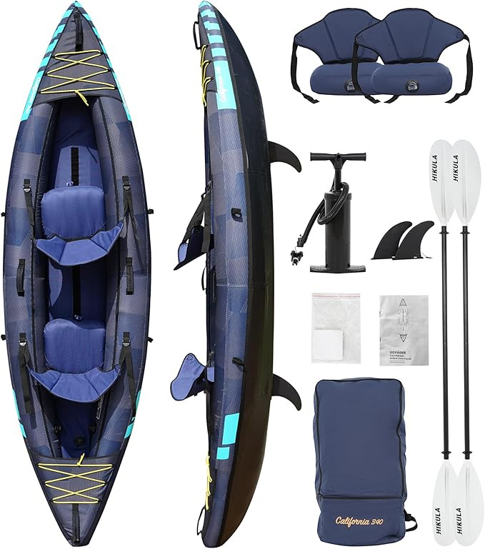 Inflatable Kayak 2 Person, Tandem Kayak, Foldable Kayaks for Adults, with Kayak Fin, 2 Aluminum P... | Amazon (US)