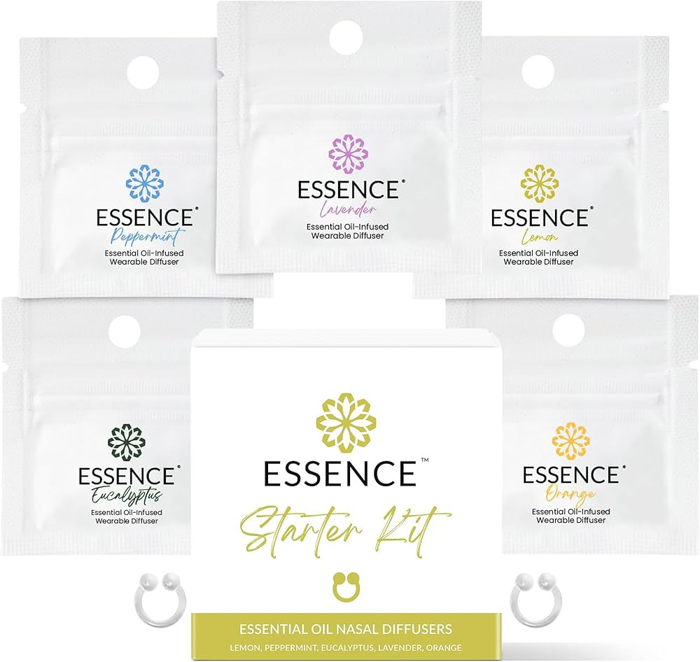 Essence Nasal Diffuser Starter Kit – Essential Oil Silicone Nose Ring Inhalers for Beginners ... | Amazon (US)