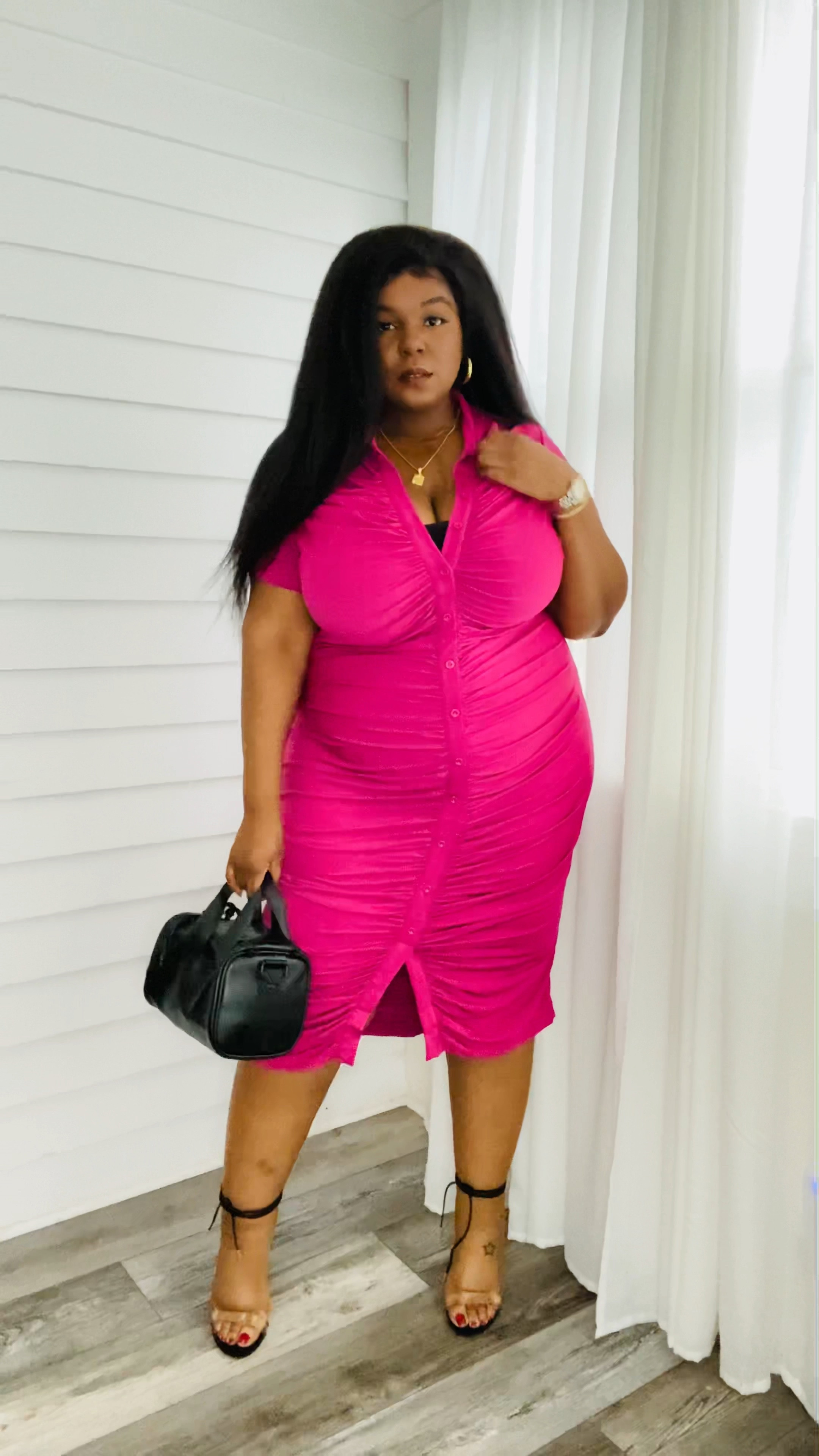 ✨Hey Lous! ✨ It’s day 16! If you didn’t know, I used to wear only black in my 20’s so me in this magenta dress right now is kind of a big moment! 🫣 This gorgeous dress is from @shopcoedition! #coedition 

Shop this look via the “LTK” link in my bio. 

Bag: @fabletics 
Shoes: @fashionnova 



#LTKstyletip #LTKunder100 #LTKcurves