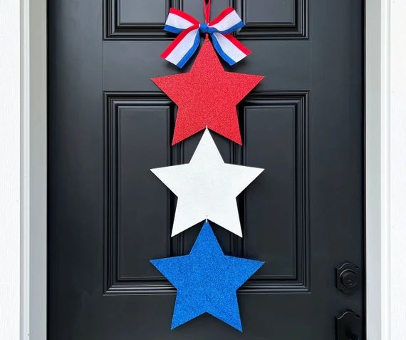 Patriotic Door Decor  Glitter Star Wreath  Fourth of July | Etsy | Etsy (US)