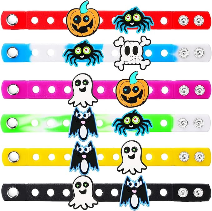 12Pcs Halloween Bracelet Party Supplies Favor, 25Pcs Halloween Shoe Charms - Kids Halloween Party... | Amazon (US)