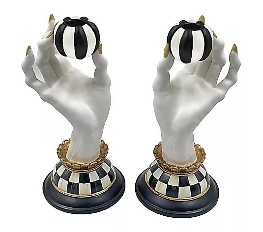 MacKenzie- Childs Set of 2 Haunted Hands Candle Holders - QVC.com | QVC