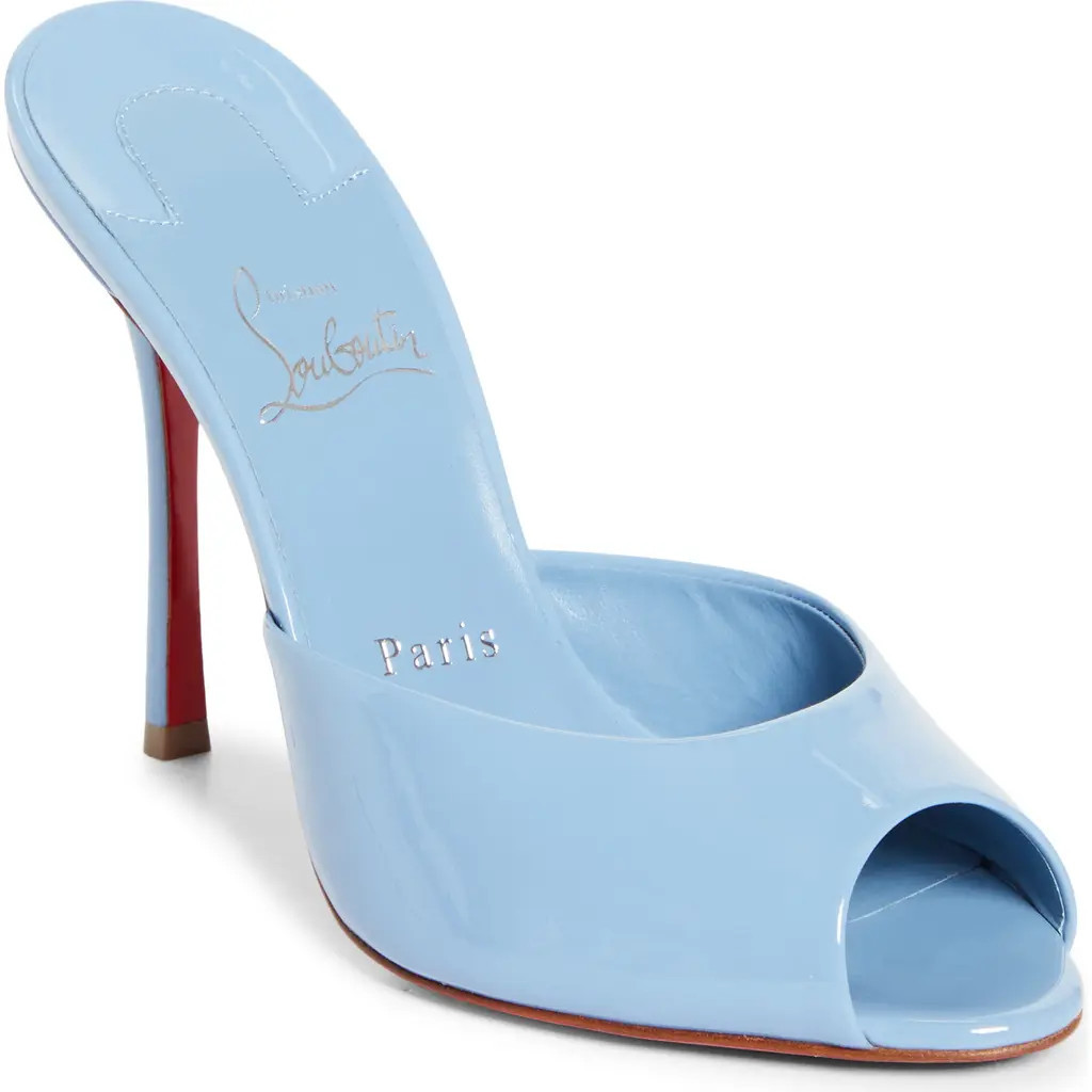 Christian Louboutin Me Dolly Peep Toe Slide Sandal in Ceruleo at Nordstrom, Size 38.5 | Nordstrom