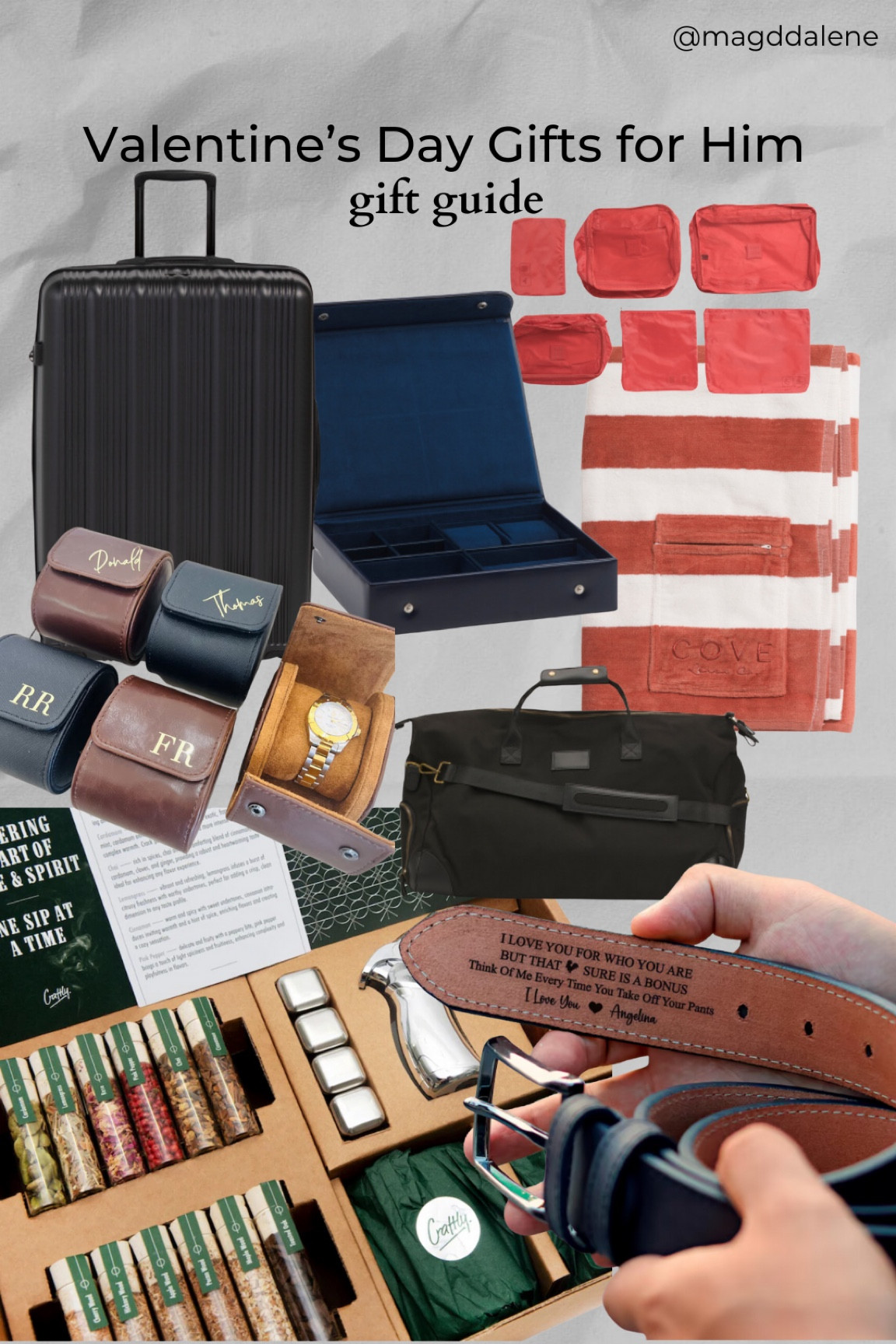 Gift guide for your guy. Best ways to show him love is to help him organize. This is why I picked travel bags, watch holders, travel case, luggage (I own two of those and they are amazing) and packing cubes. The leather goods can be personalized. It adds so much more class and elevate. I’m also in love with the beach towel with a pocket to protect your priced belongings from disappearing for ever in the sand.

#LTKFindsUnder100 #LTKFamily #LTKGiftGuide