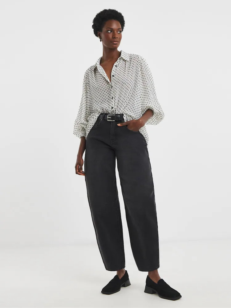 JD Williams Black Authentic Barrel Leg Jeans | Next US