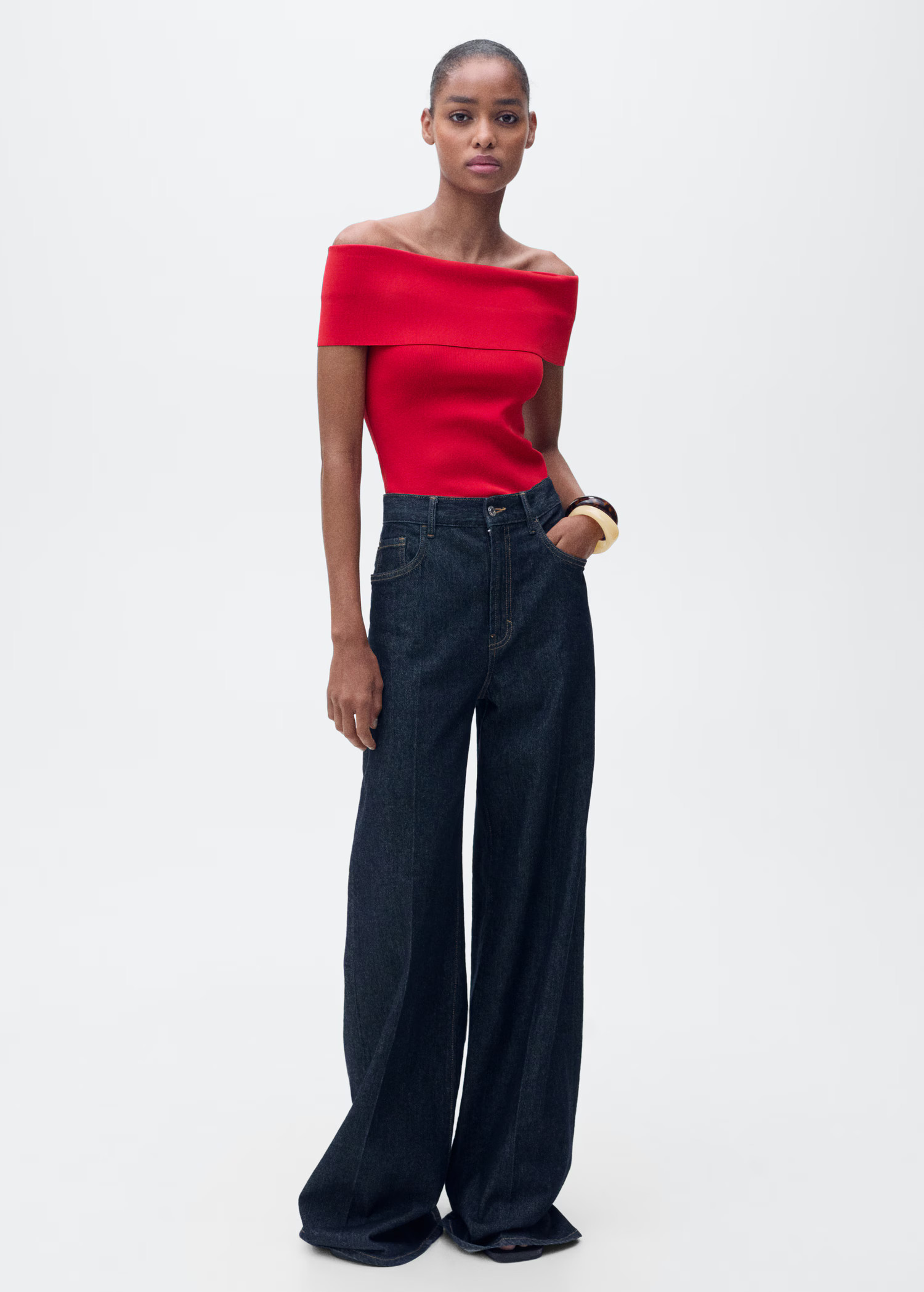 Schulterfreies Stricktop - Damen | MANGO Österreich | Mango EU