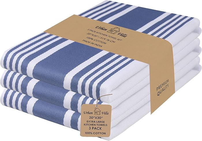 Urban Villa Kitchen Towels 100% Cotton Dish Towels for Kitchen (Set of 3) 20”x30” Dish Cloths... | Amazon (US)