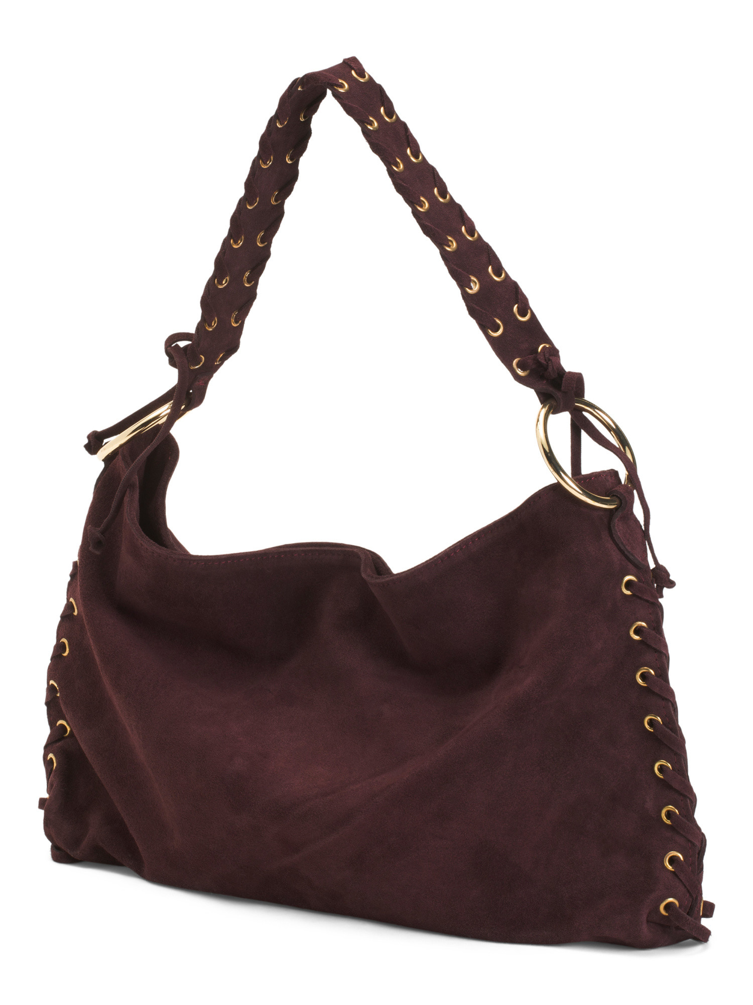 Made In Italy Suede Shoulder Bag With Grommets And Laces | Handbags | Marshalls | Marshalls
