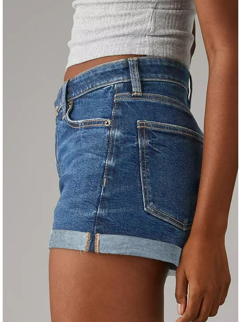 DOKOTOO Women's Jean Shorts High Waisted Stretchy Denim Shorts Summer Casual Rolled Hem Distresse... | Walmart (US)