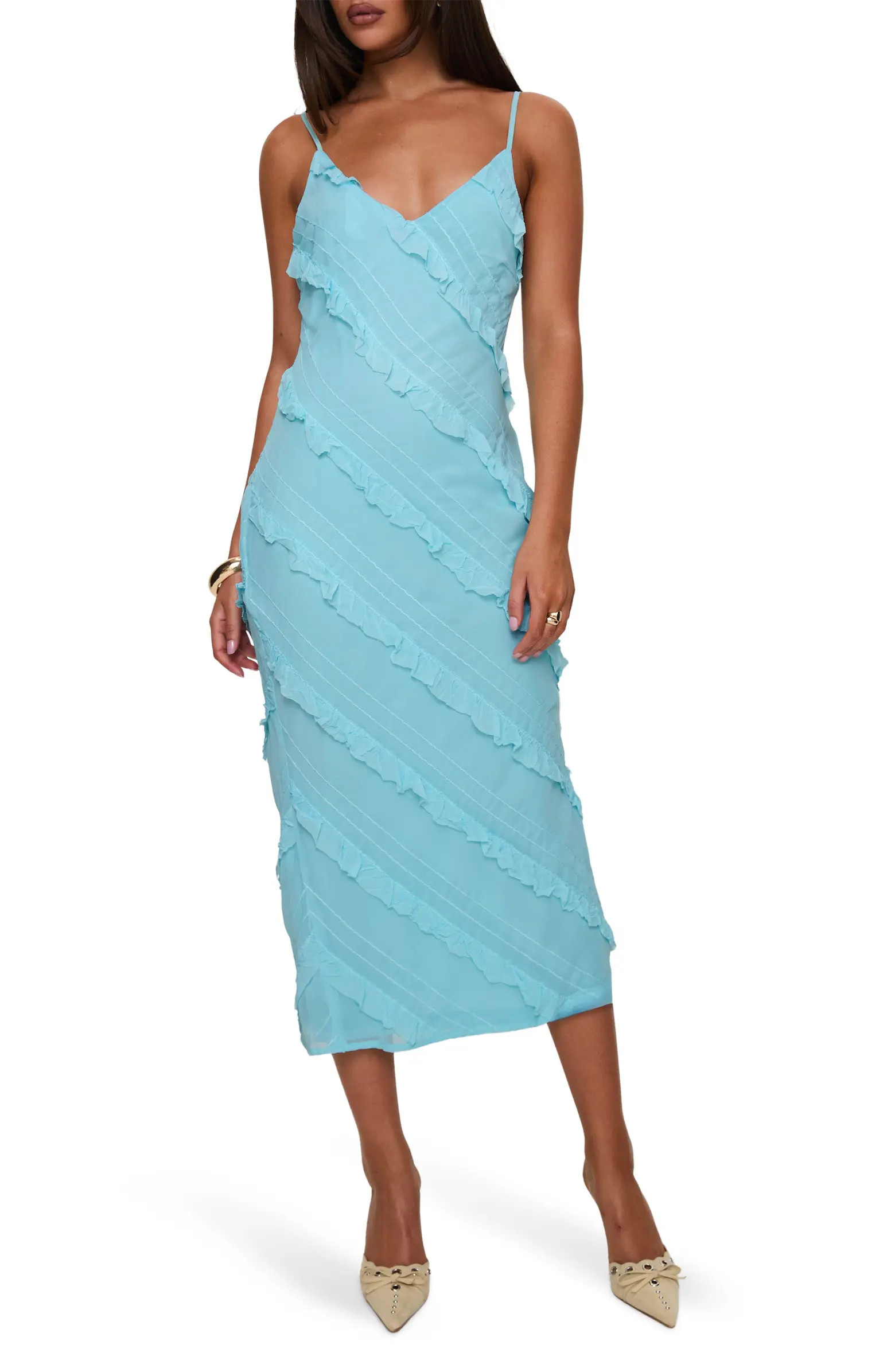 Lars Ruffle Trim Midi Slipdress | Nordstrom