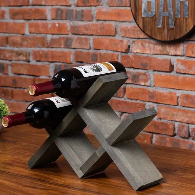 Padulsky Solid Wood Tabletop Wine Bottle Rack in Gray | Wayfair North America