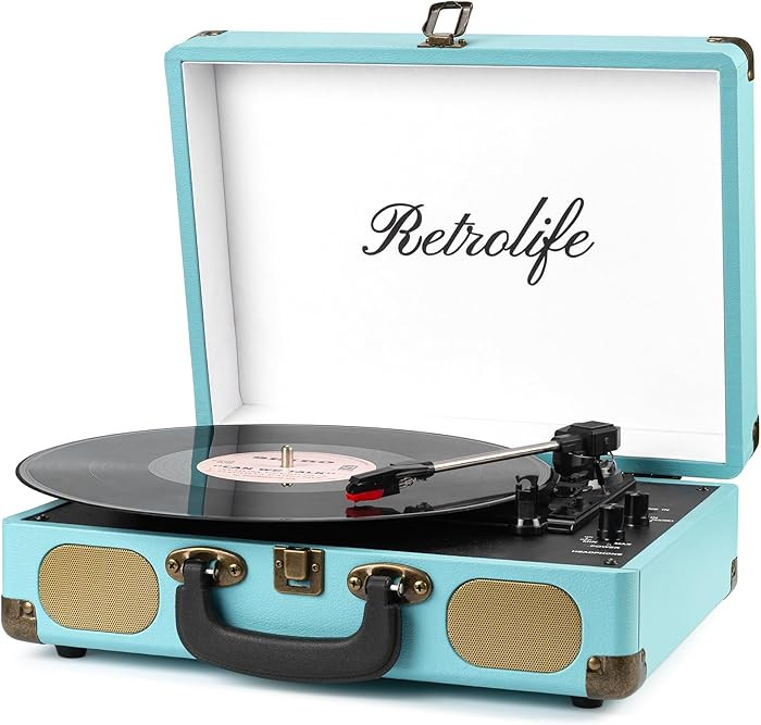Record Player with Speakers 3-Speed Bluetooth Suitcase Portable Vinyl Record Player Belt-Driven R... | Amazon (US)