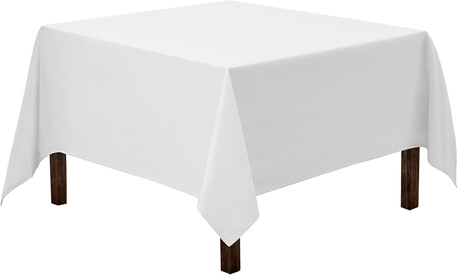 Gee Di Moda Square Tablecloth - 52 x 52 Inch White Table Cloth for Small Square or Round Tables -... | Amazon (US)