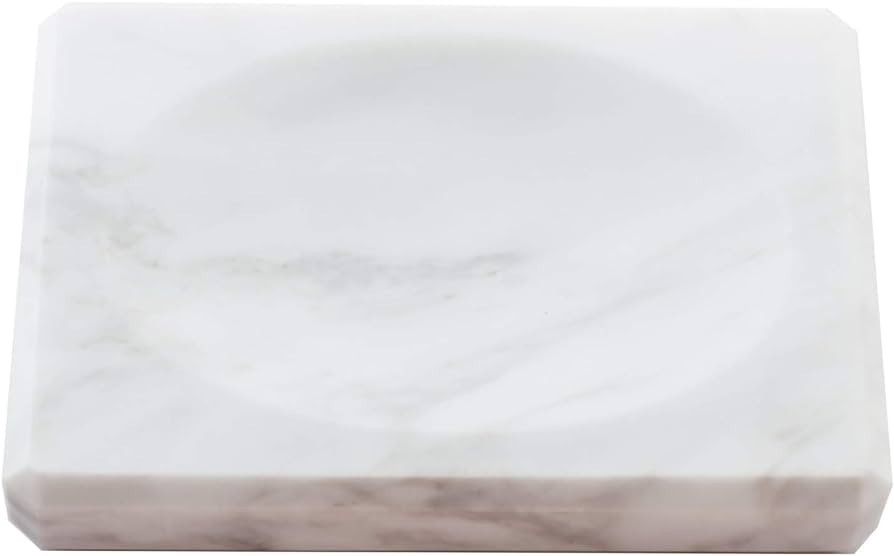 White Soap Dish Tray Marble Soap Holder Trinket Plate for Bathroom Sink Kitchen Countertop Bedroo... | Amazon (US)