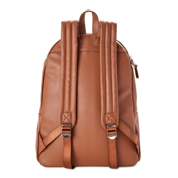 No Boundaries Women's Dome Zip Backpack Cognac Faux Leather - Walmart.com | Walmart (US)