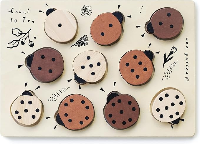 Wee Gallery Wooden Tray Puzzle Count to Ten Ladybugs - Montessori Toys for Early Learning & Fine ... | Amazon (US)