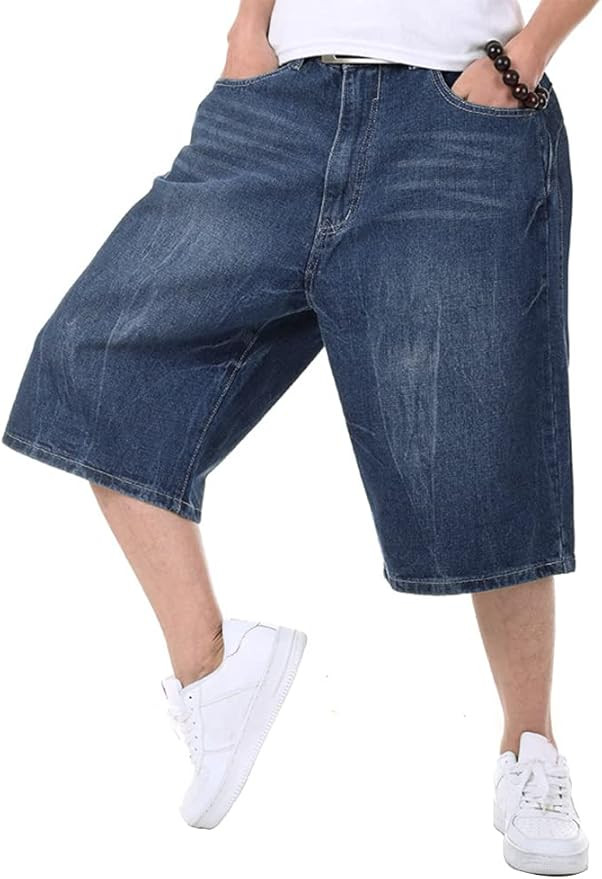 Kinghua Baggy Jean Shorts for Men Casual Loose Fit Hip Hop Skateboard Denim Shorts | Amazon (US)