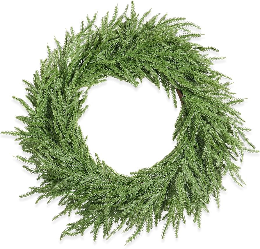 XmasExp Norfolk Pine Christmas Wreath-15Inch Real Touch Artificial Christmas Wreaths-Evergreen Re... | Amazon (US)
