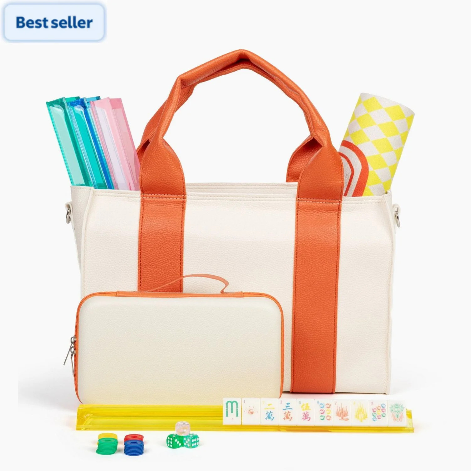 Deluxe Acrylic Mahjong Starter Kit, Cirquejong Style, 160 Tiles with Racks, Mat & Vegan Leather C... | Walmart (US)