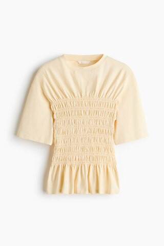 H & M - Smocked T-Shirt - Yellow | H&M (US + CA)