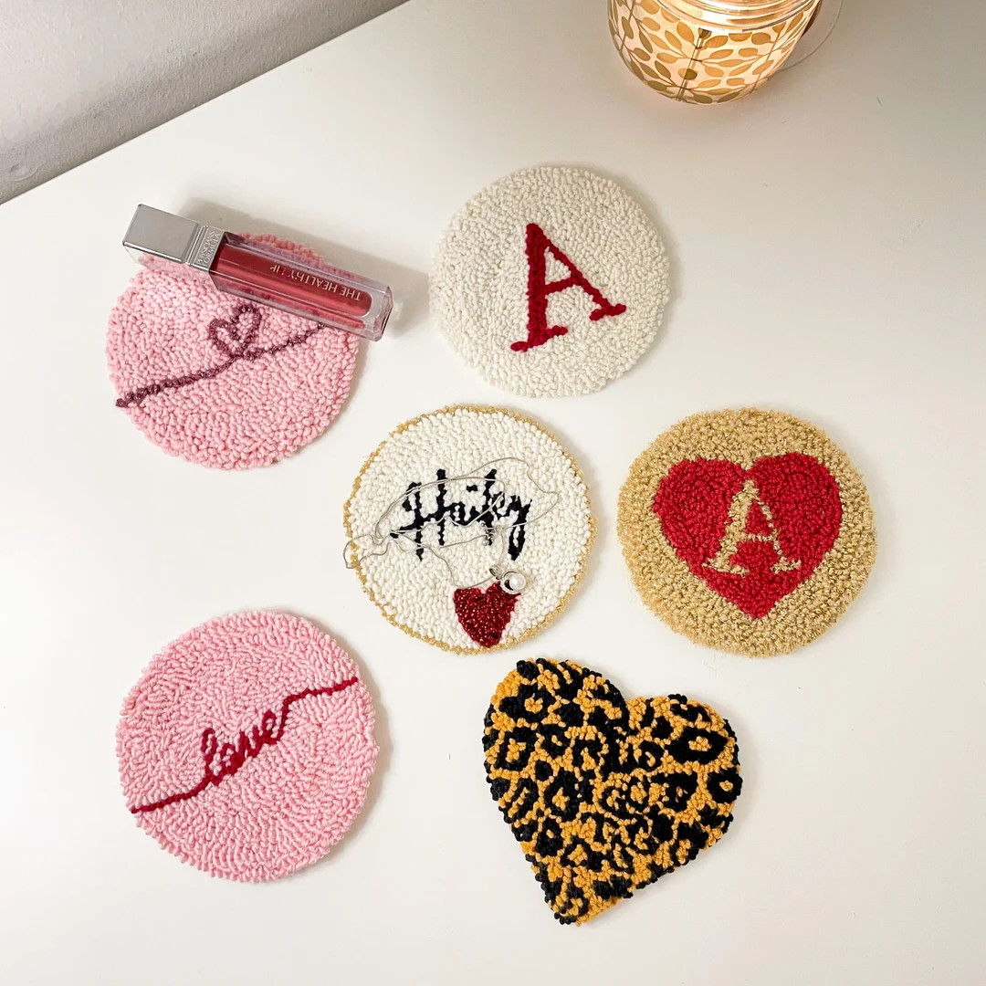 Punch Needle Coasters Kit Set Craft Kit for Adults Punch Embroidery Mug Rug Kit Full Kit Tufted C... | Etsy (US)