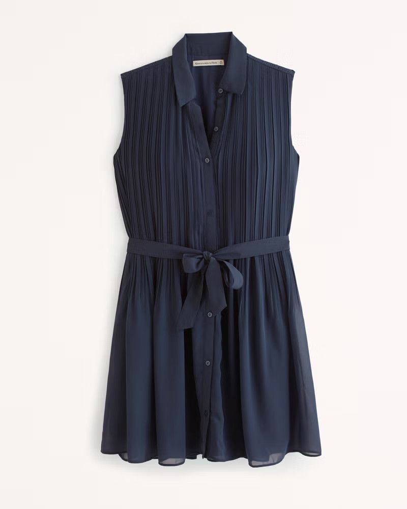 Pleated Mini Shirt Dress | Abercrombie & Fitch (US)