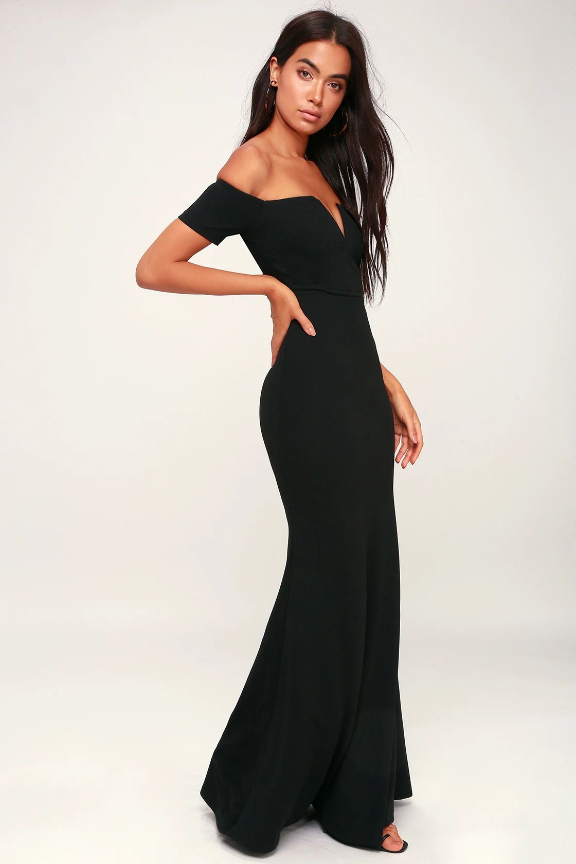 Lynne Black Off-the-Shoulder Maxi Dress | Lulus (US)