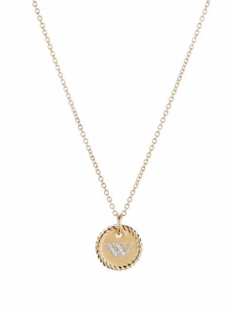 18kt yellow gold Initial W diamond charm necklace | Farfetch (US)