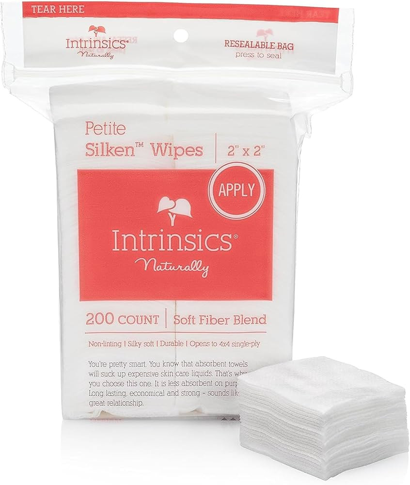 Intrinsics Petite Silken Wipes (200 Count) – 2x2" 4-Ply Low-Absorbency Silk Cotton Pads, Lint-F... | Amazon (US)