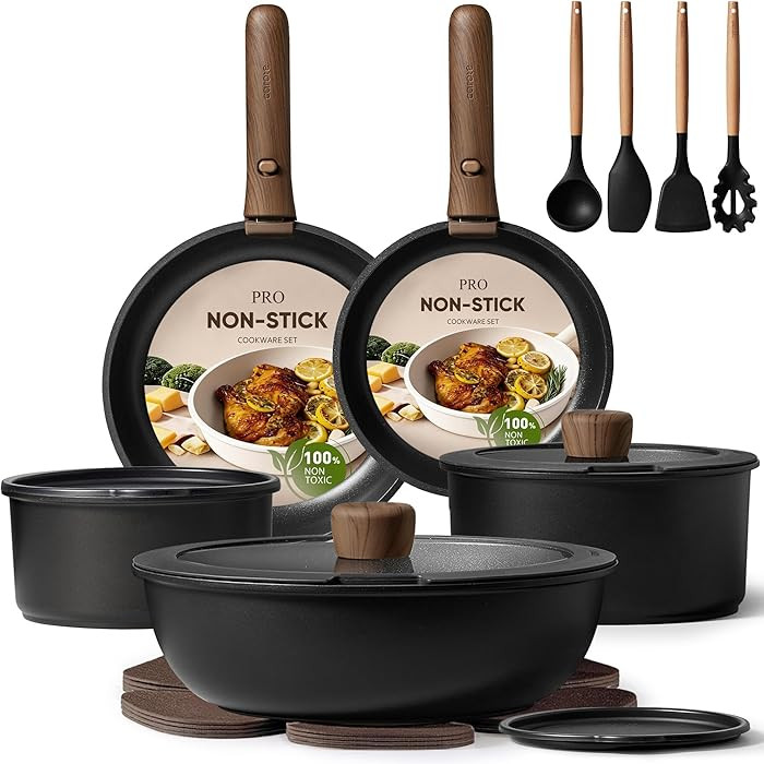CAROTE 19pcs Pots and Pans Non Stick, Cookware Sets Detachable Handle, Induction Kitchen Pots and... | Amazon (US)