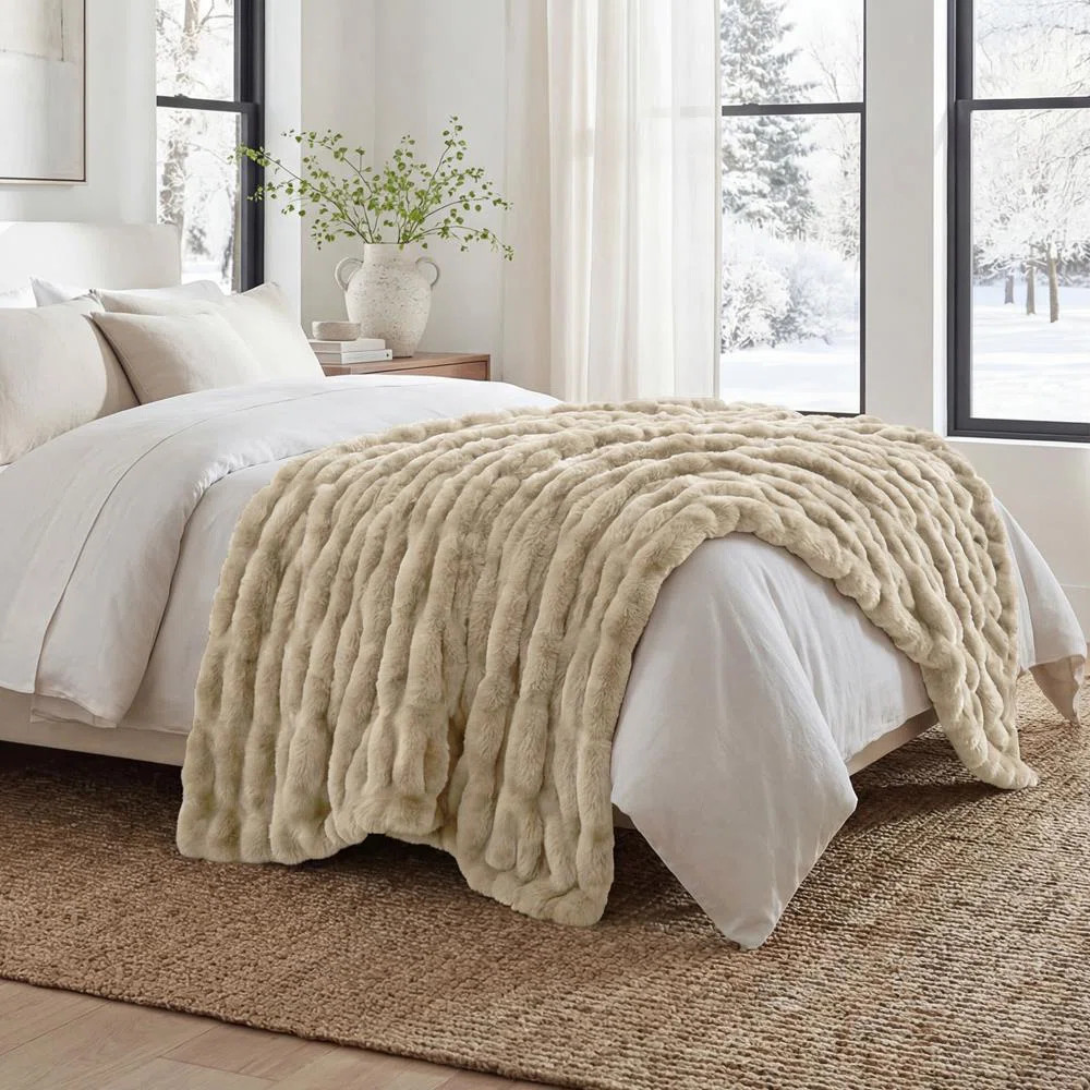 Reversible Faux Rabbit Fur & Faux Mink Throw Blanket – Ultra Soft,  Dual-Sided Cozy Blanket - R... | Wayfair North America