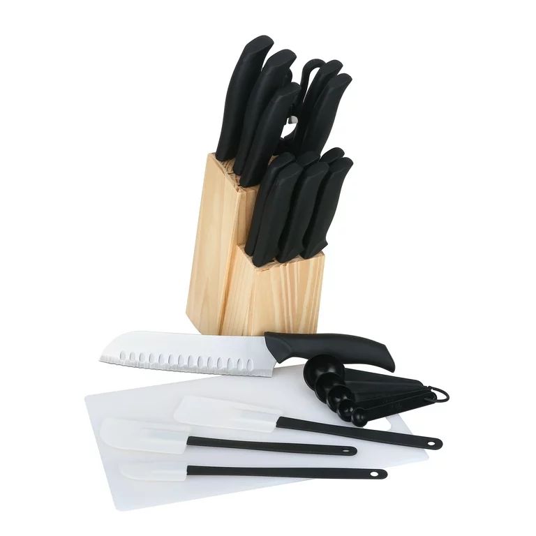 Mainstays 23 Piece Knife and Kitchen Tool Set with Wood Storage Block | Walmart (US)